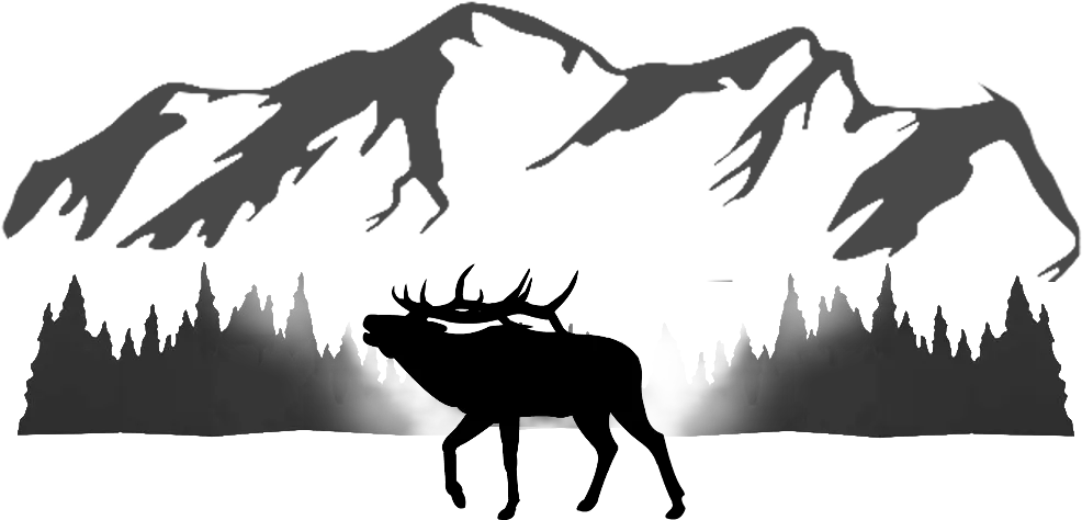 Elk with mountains